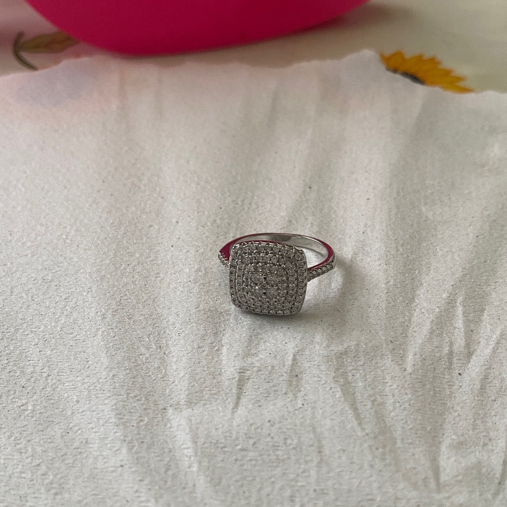 Elegant Silver Pave Ring
